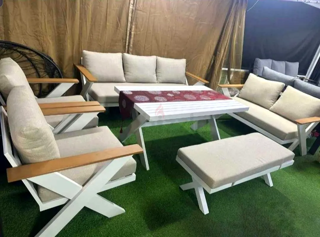Big Nine Seater High Quality White Aluminium Outdoor Garden Sofa Set