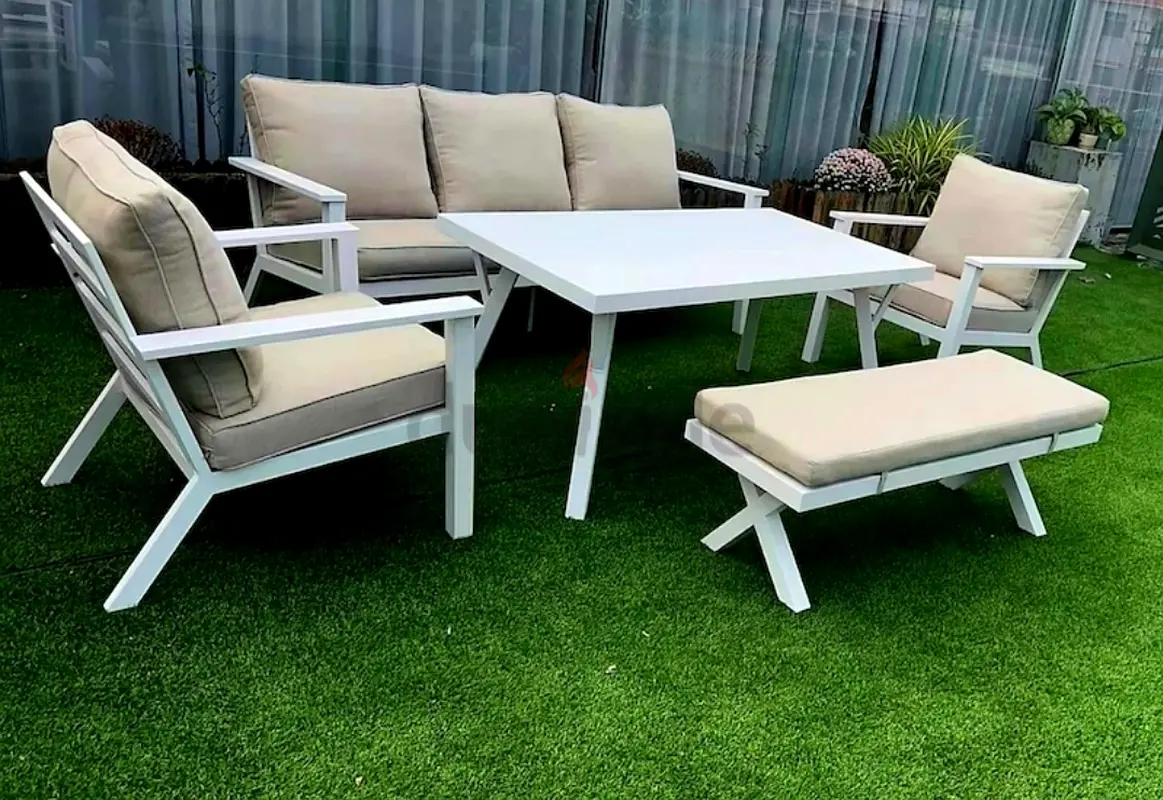 Garden outdoor aluminum sofa set with high table and bench