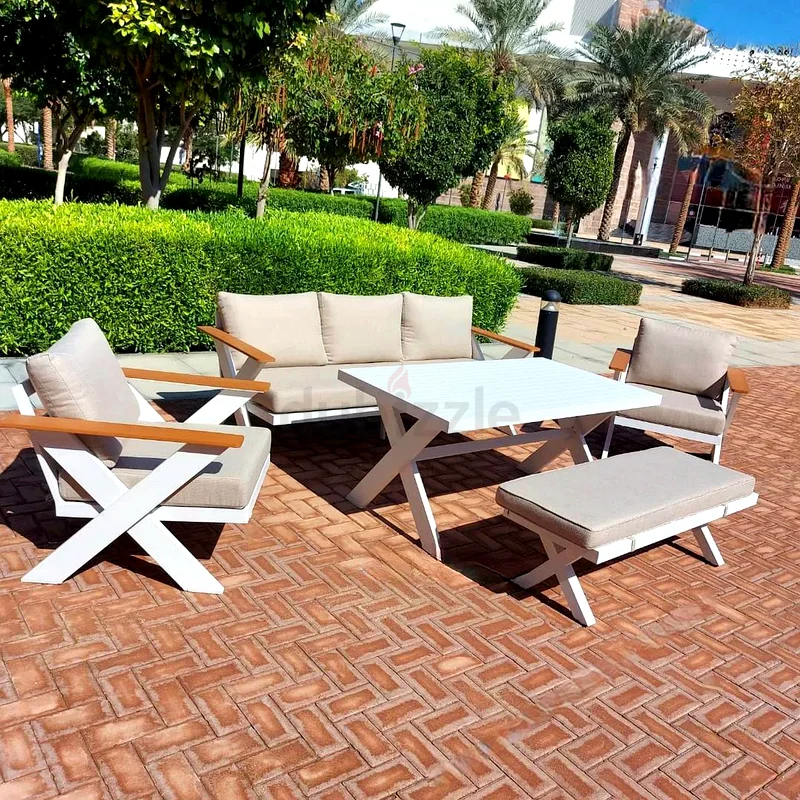 Garden furniture outdoor aluminum made sofa set with dinning table and