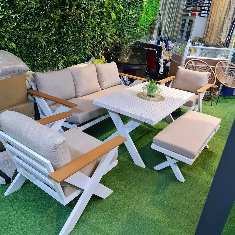 Garden furniture outdoor aluminum made sofa set with dinning table and