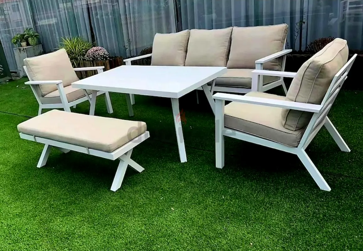 Garden outdoor aluminum sofa set with high table and bench