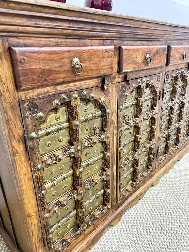 Antique Solidwood Marina Brass Sideboard