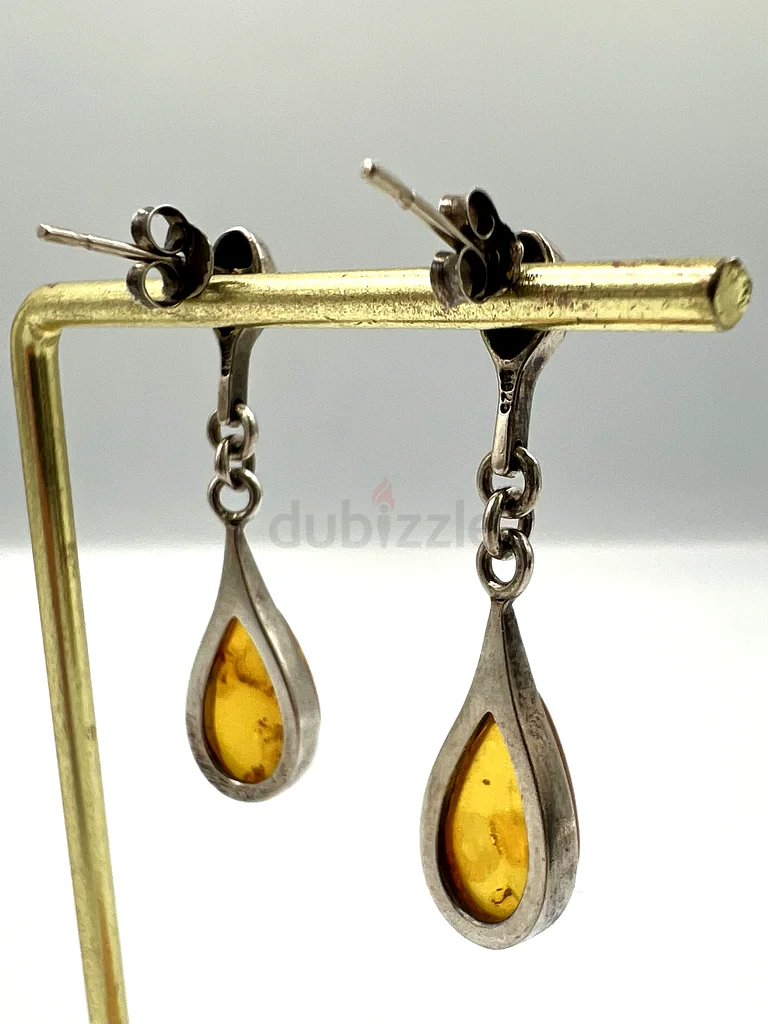 Women's silver earrings with natural Russian amber63230180470529113