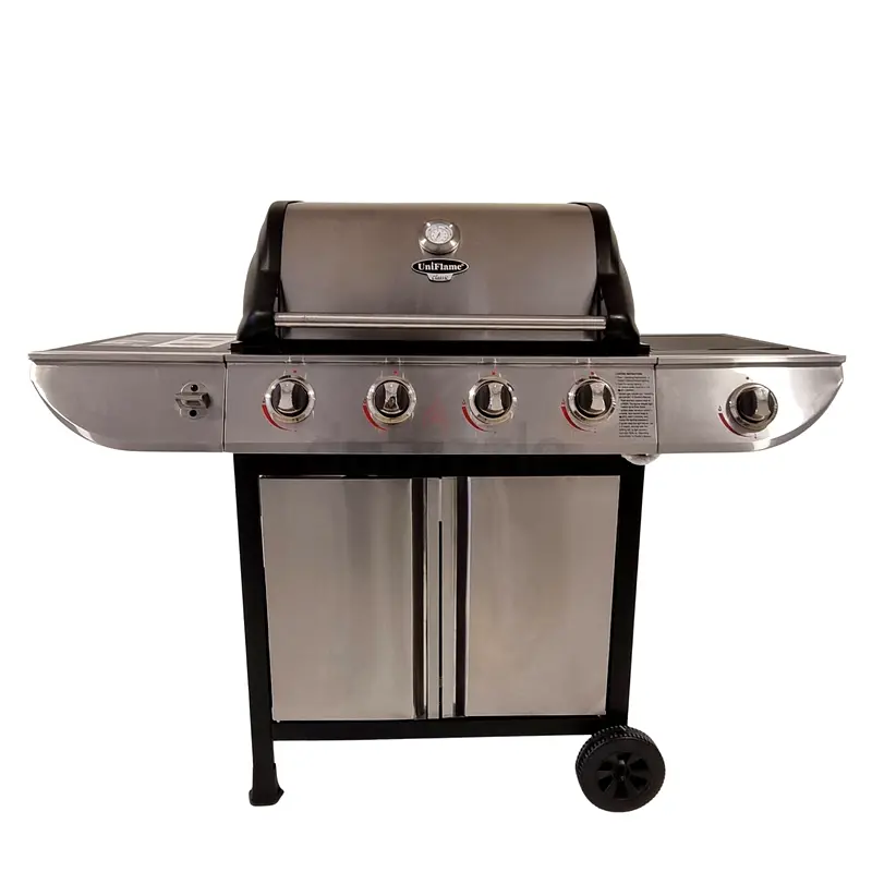 Uniflame Stainless Steel 4 Burner Gas BBQ and charcoal