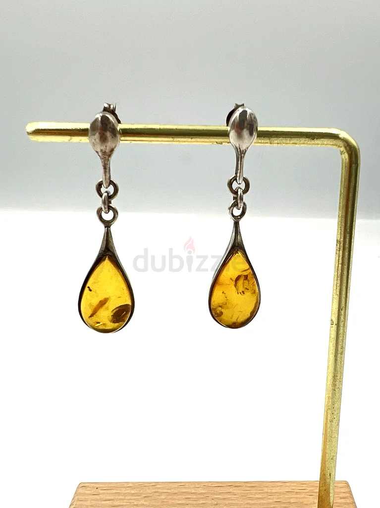 Women's silver earrings with natural Russian amber63230180470529111