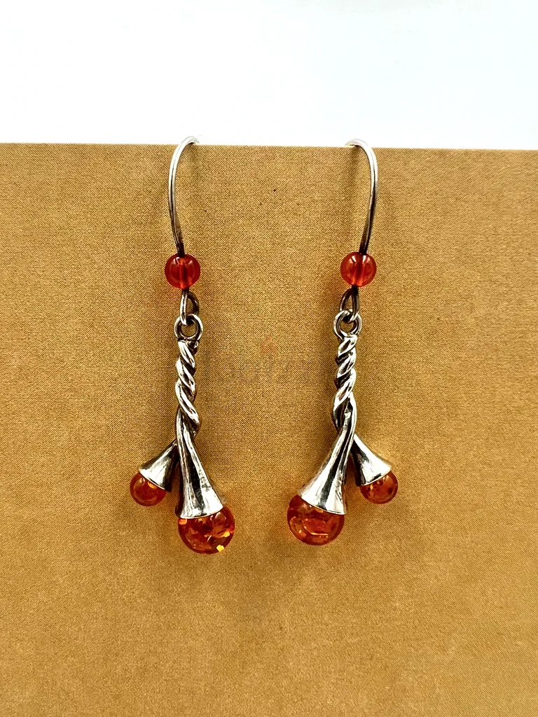 Women's silver earrings with natural Russian amber63230180443011111
