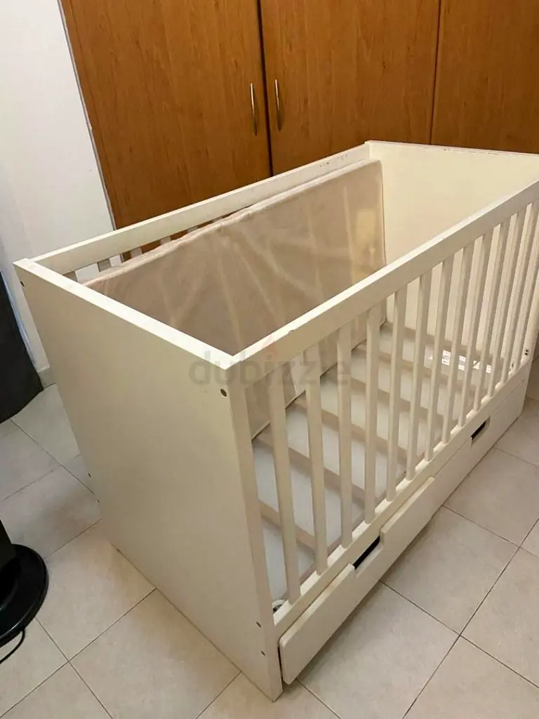 Ikea Stuvs Crib with 2 Drawers Baby Beds Without Mattress
