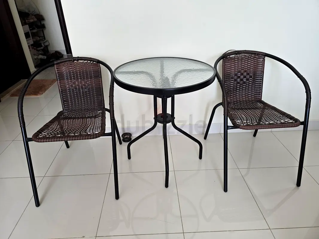 Rattan Style Table with Two Chairs