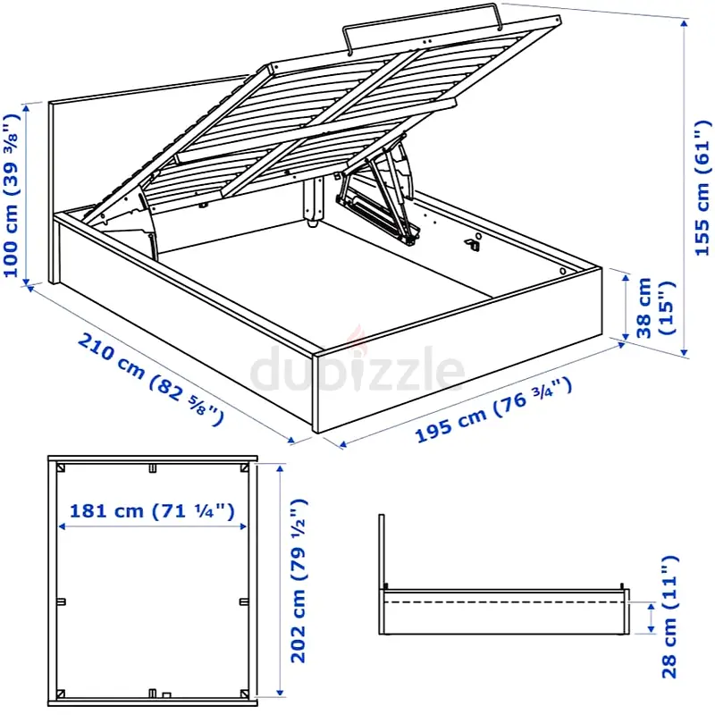 Urgent sell hydraulic storage bed with dresser and side tables