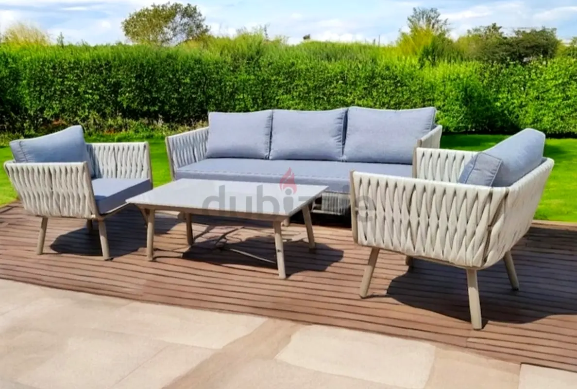 Outdoor garden furniture five seats sofa marble top table set.