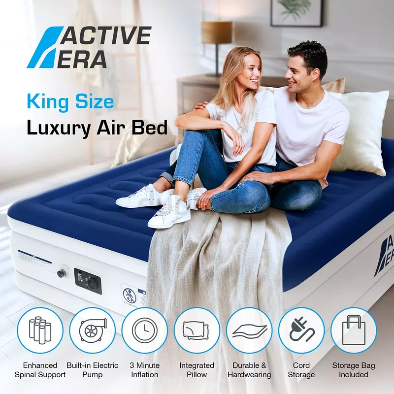 Active Era Luxury Air Bed, Inflatable Air Mattress Builtin Pump