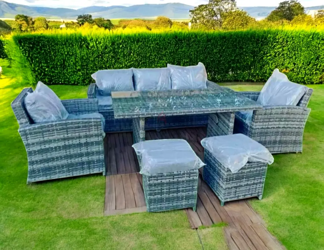Seven Seater Grey Rattan Garden Sofa Outdoor Sofa Set