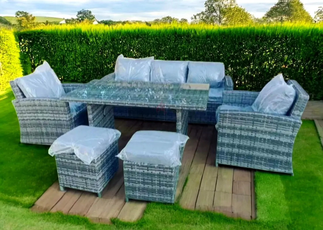 Seven Seater Grey Rattan Garden Sofa Outdoor Sofa Set