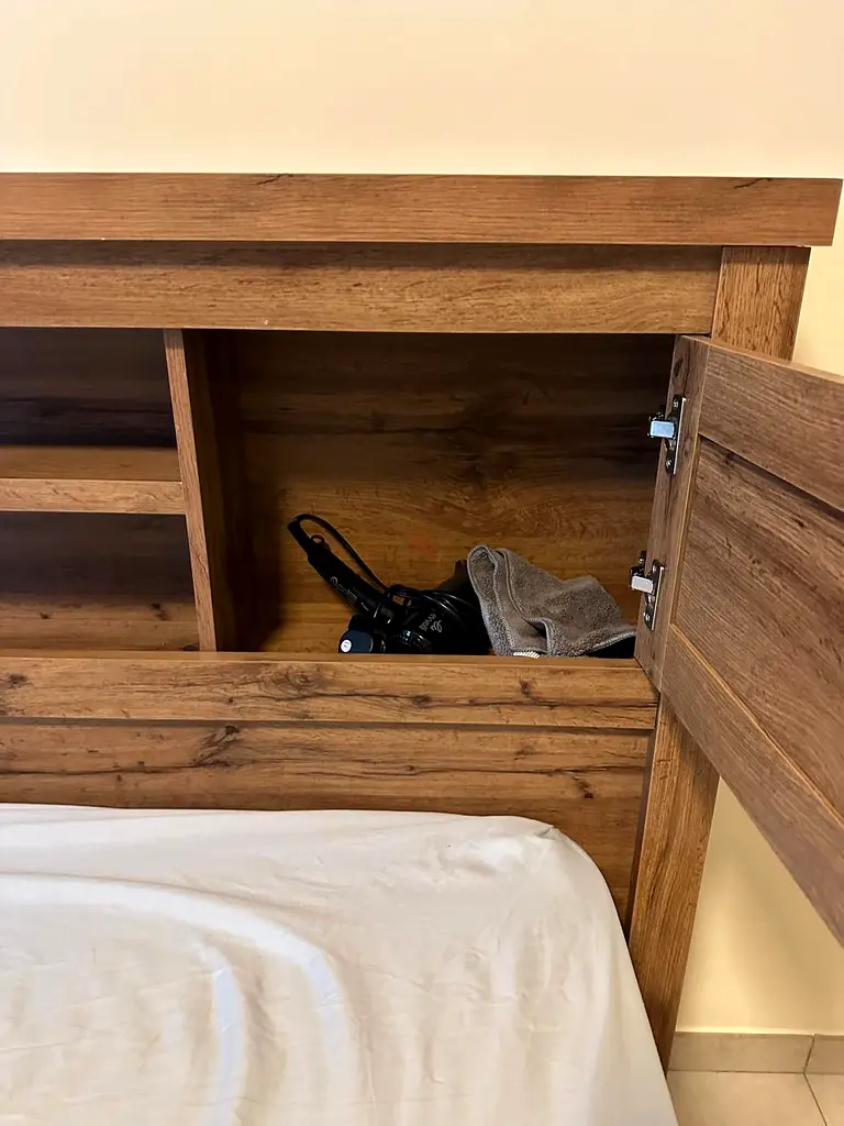 Wooden Queen Size Bed and Mattress with Storage