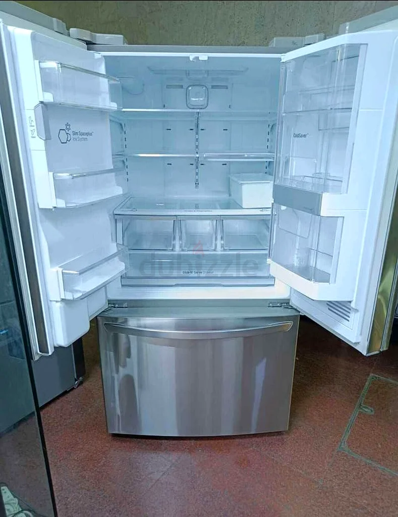 LG brand French door refrigerator with water dispenser