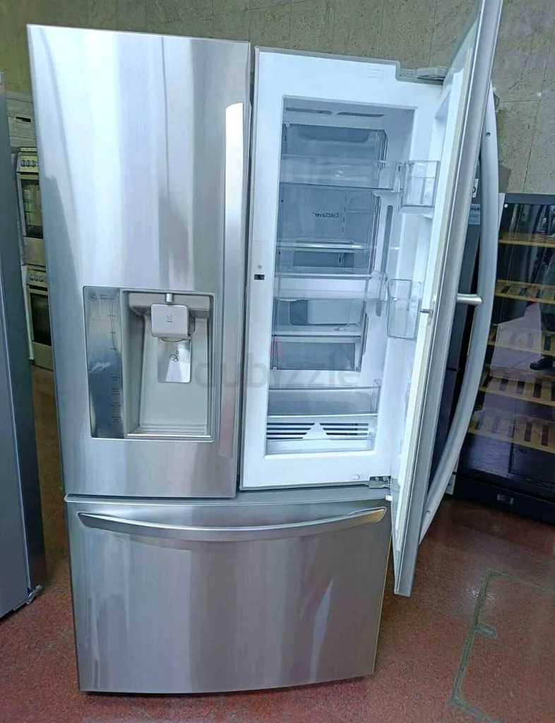 LG brand French door refrigerator with water dispenser