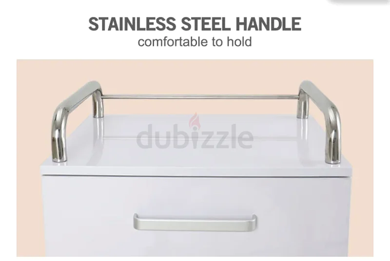 White Stainless Steel Lockable Salon Trolley Trolley Carts63219824852354112