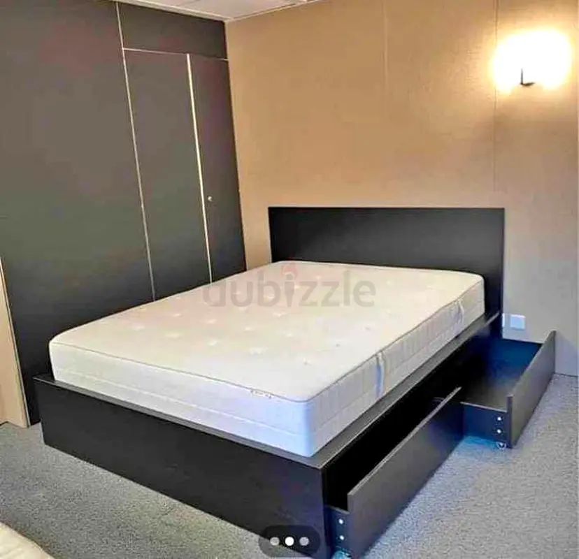 ikea malm king size storage bed with mattress | dubizzle