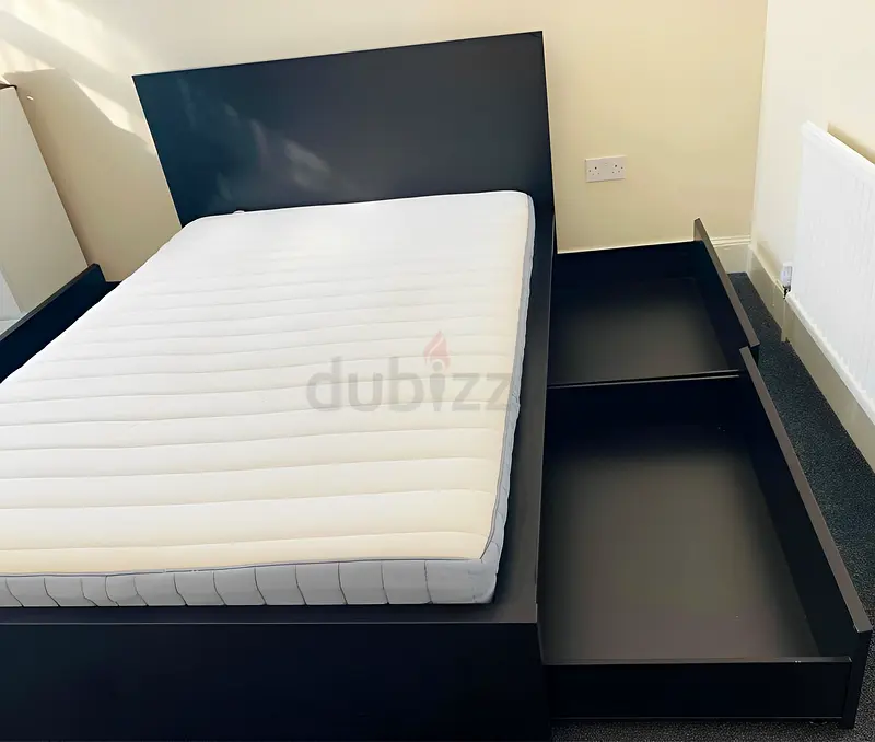 Ikea Malm Queen Size Bed With Mattress and Storage