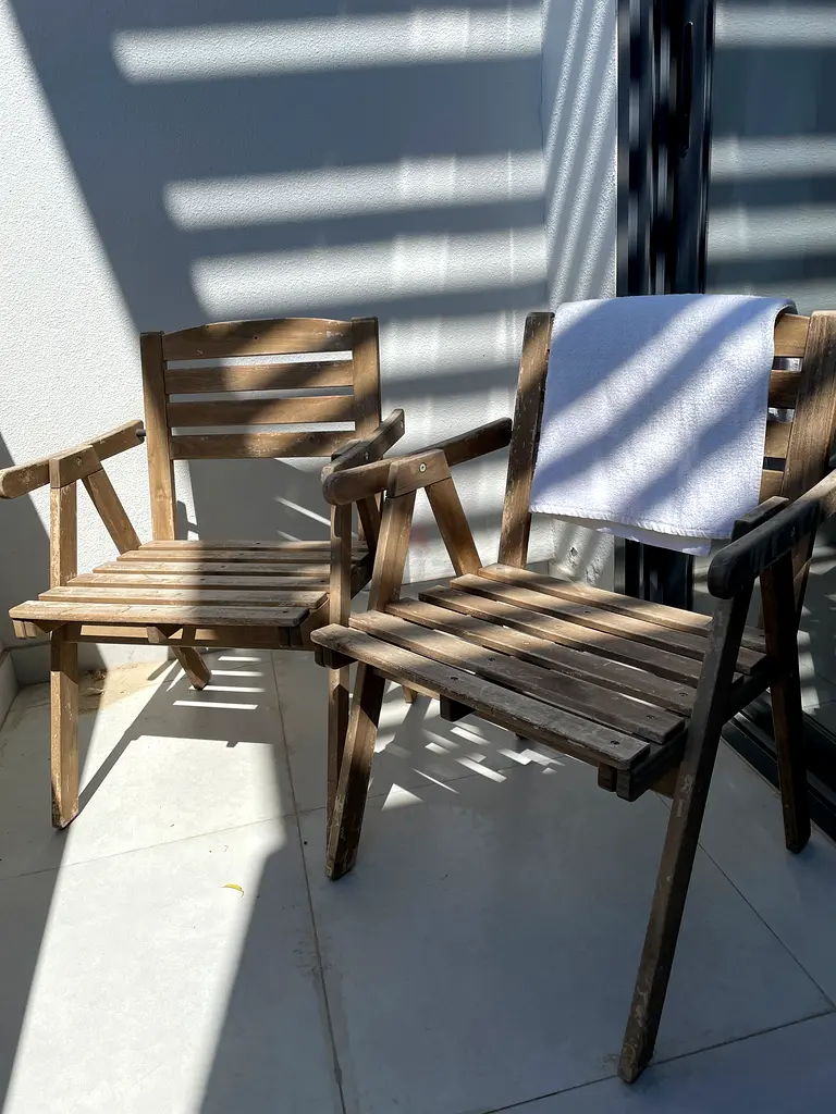 2x Outdoor Chairs with armrests Solid Wood