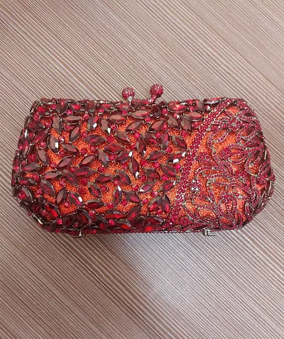 SPRING SALE! EXQUISITE - MOST GORGEOUS RUBY RED CLUTCH - Artificial Jewellery