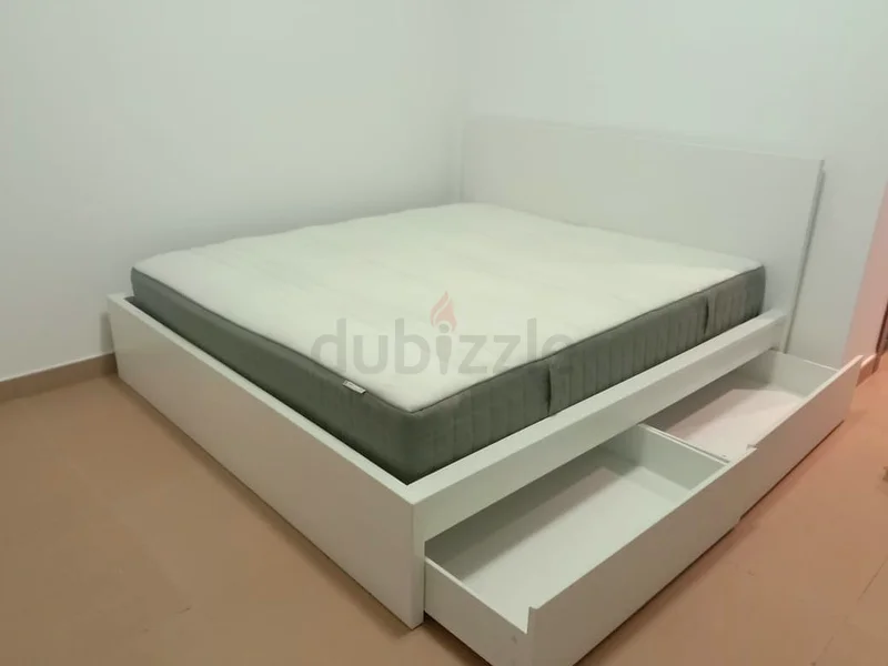 IKEA malm king size storage bed with mattress