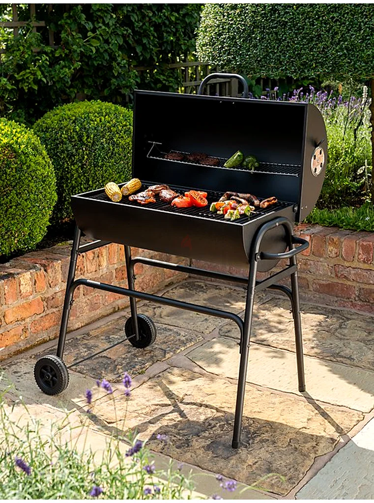 Uniflame 75cm Charcoal Barrel Grill BBQ Home Barbeque Steel Black63170857198338112