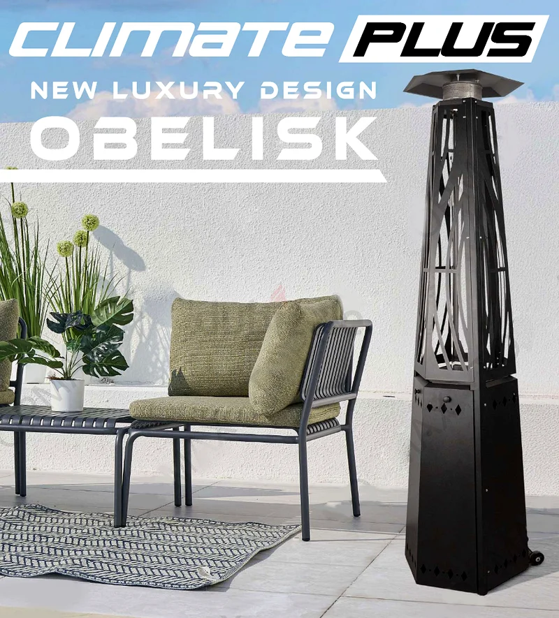 Climate Plus Pyramid Outdoor Gas Patio Heater Obelisk Model with black matte finish color63252943375489111