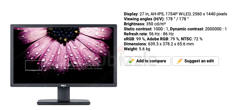 Dell Monitor 27 inch 2k63256600280961113