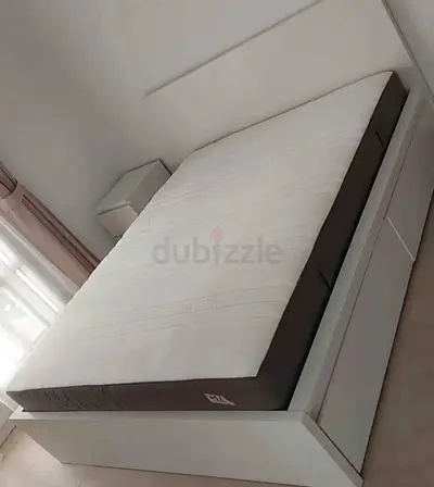 IKEA Malam queen size bed 160/200cm bed with 2 storage drawers underneath  and Ikea mattress