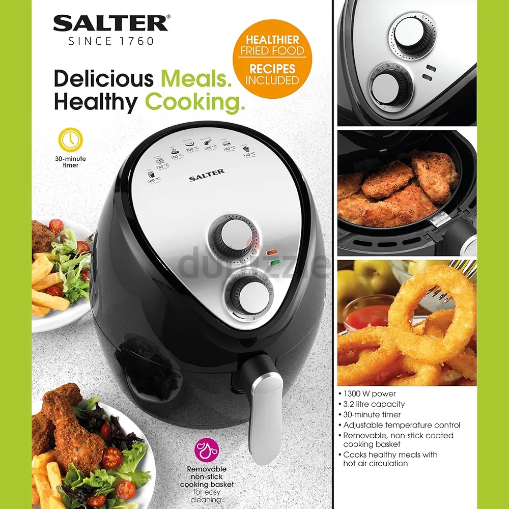 Salter EK2818 3.2L Air Fryer - Hot Air Circulation, Removable Non-Stick ...