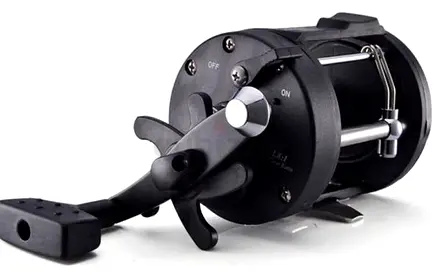 Boat fishing reel and boat rod