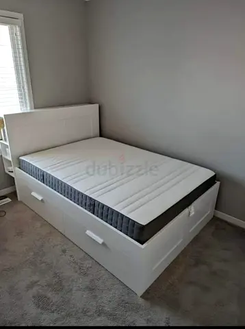 IKEA brimness double bed 140×200cm   headboard  4 storage drawers underneath with IKEA mattress