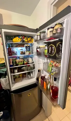 LG Shiny Sliver Bottom Freezer Fridge