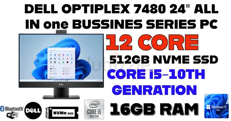 الجيل العاشر 24 بوصة ديل أوبتيبلكس 7480 الكل في واحد - كور i5-10500 - ذاكرة وصول عشوائي DDR4 سعة 16 جيجابايت - SSD NVME سعة 512 جيجابايت - ويندوز 11 برو629316659143691124