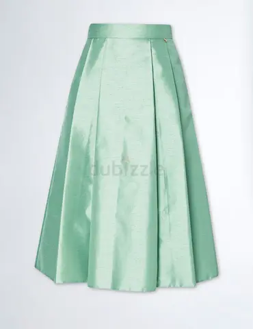 Tiffany Color Pleated Silk Skirt Large Size Occasion