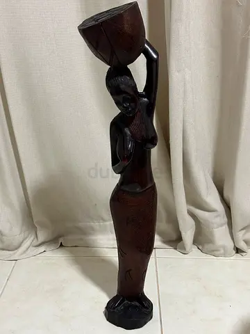 Global Village African Villager Head Basket Statue Home Décor