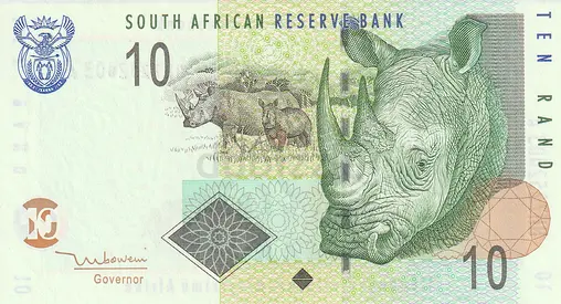 SOUTH AFRICA 10 RAND BANKNOTE 2005