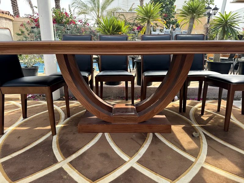 Custom-Built 10 Seater Dining Set Italian Inlaid Wood Table Leather Wood Chairs Dining Table63216833634946112