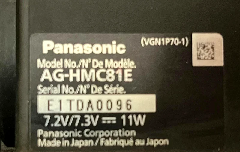 PANASONIC AG_HMC81E VIDEO CAMERA63235111405954114