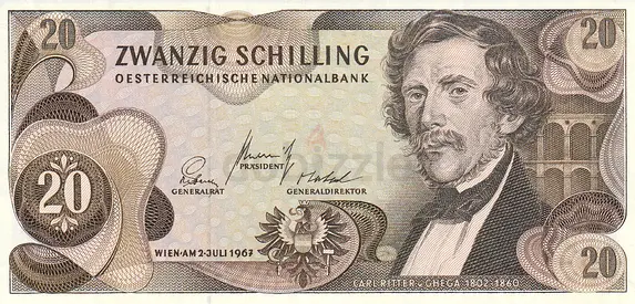 AUSTRIA 20 SHILLING BANKNOTE 1967