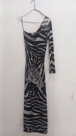 Very stretchy long dress with tiger print, size small