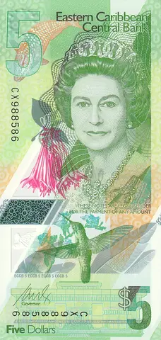 EAST CARIBBEAN 5 DOLLARS BANKNOTE 2020 ND