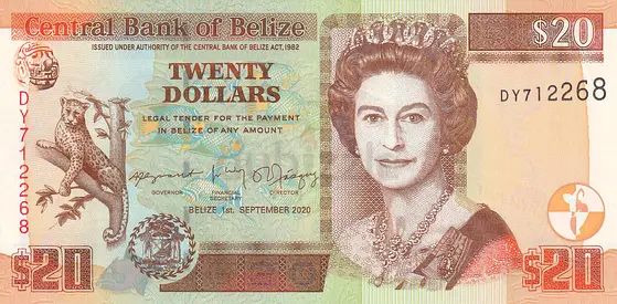 BELIZE 20 DOLLARS BANKNOTE 2020