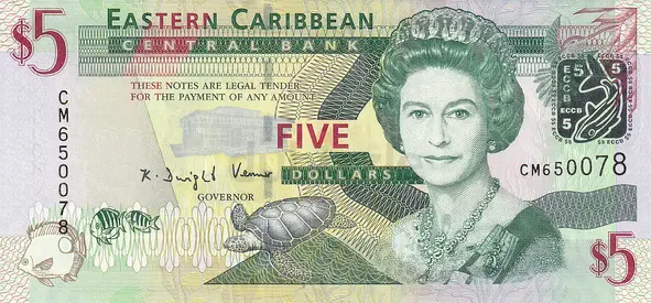 EAST CARIBBEAN 5 DOLLARS BANKNOTE 2008