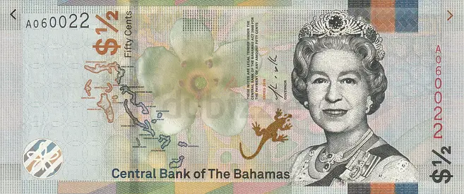 BAHAMAS HALF DOLLAR BANKNOTE 2019 ND