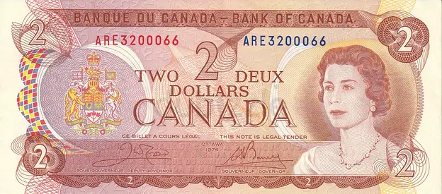 CANADA 2 DOLLARS BANKNOTE 1974 ND