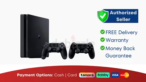 Sony PlayStation 4 Slim - Black - 500GB with 2 Controller ● New | Warranty | FREE Delivery | PS4