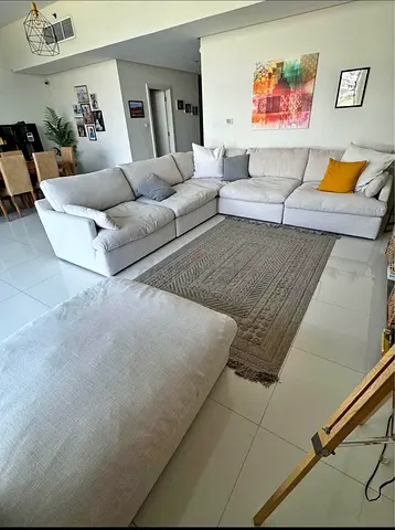 Home centre Swin feather filled Corner Sofa Beieg