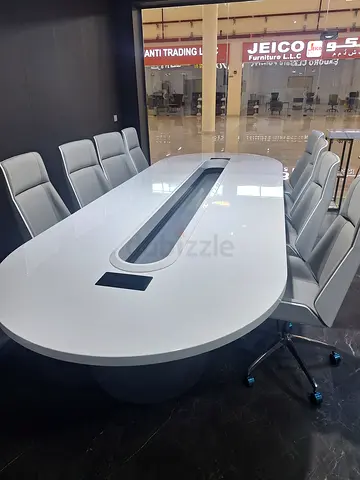 luxury office white meeting table glossy
